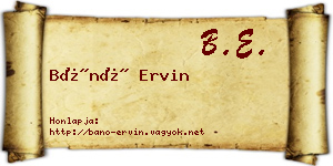 Bánó Ervin névjegykártya